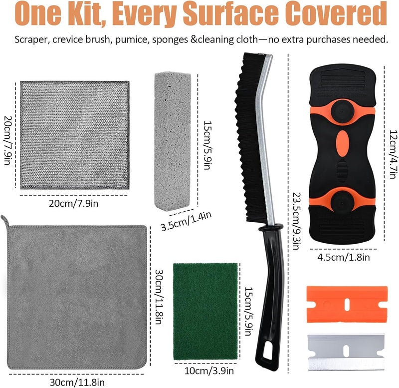 MiToBeLe Heavy Duty Oven Cleaner Brush Set,Oven Cleaning Kits,Oven Cleaning Tools Accessories with Razor Blade Scraper,Crevice Cleaning Brush,Pumice Stone,Microfiber Cleaning Cloth,Scrub Sponges - Image 2